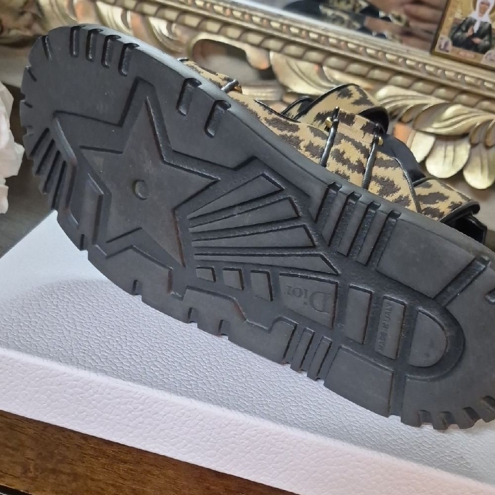 Dior Black and Tan Patterned Sandals - Picture 3 of 5